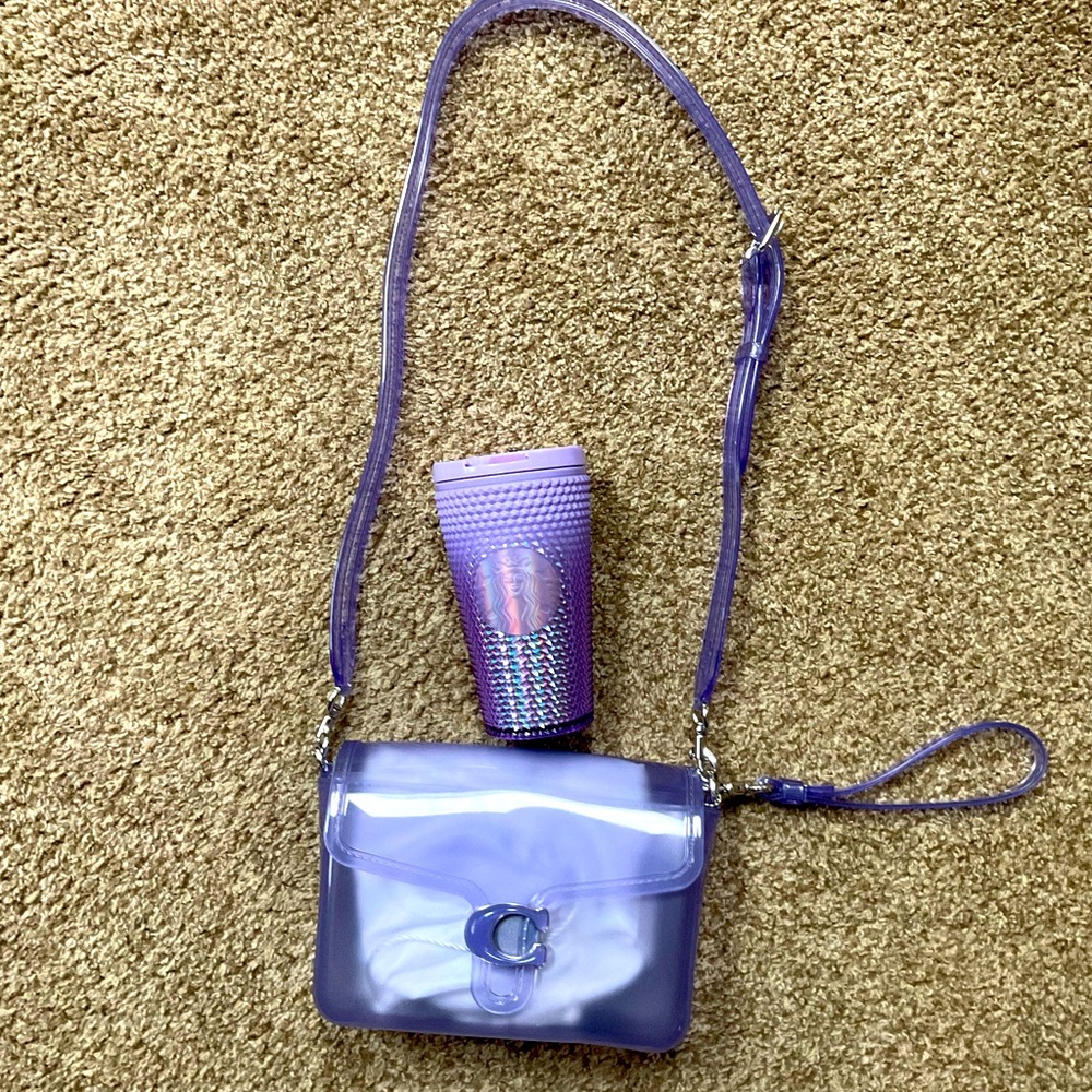 Coach jelly bag and Starbucks mug